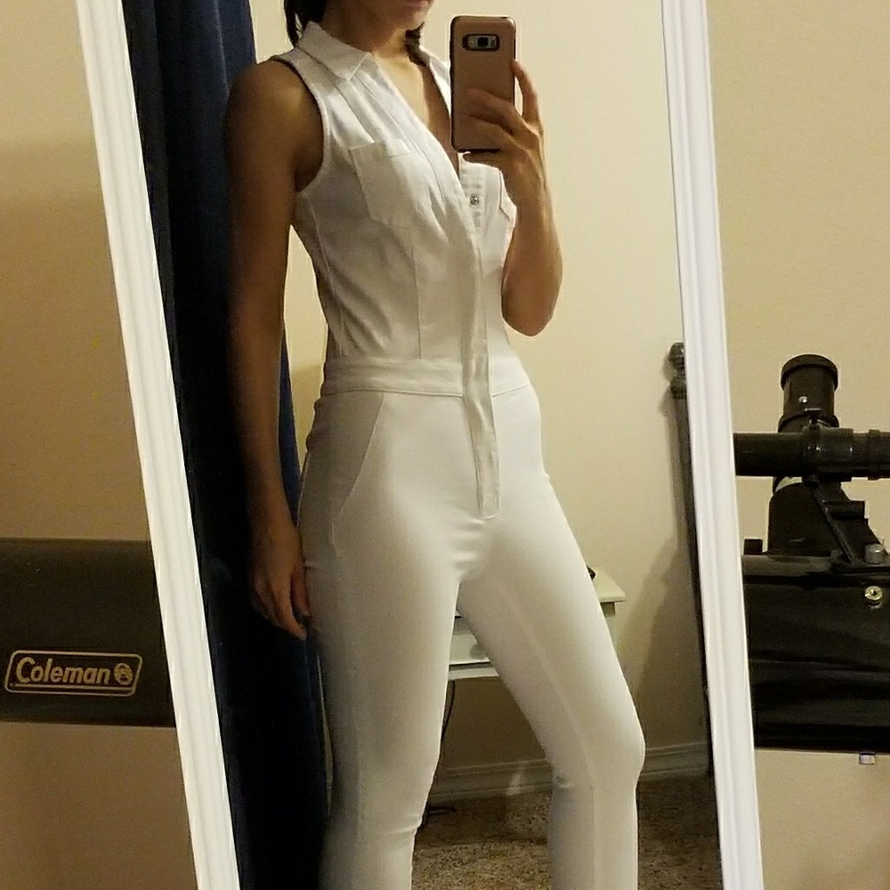 Bebe white jumpsuit